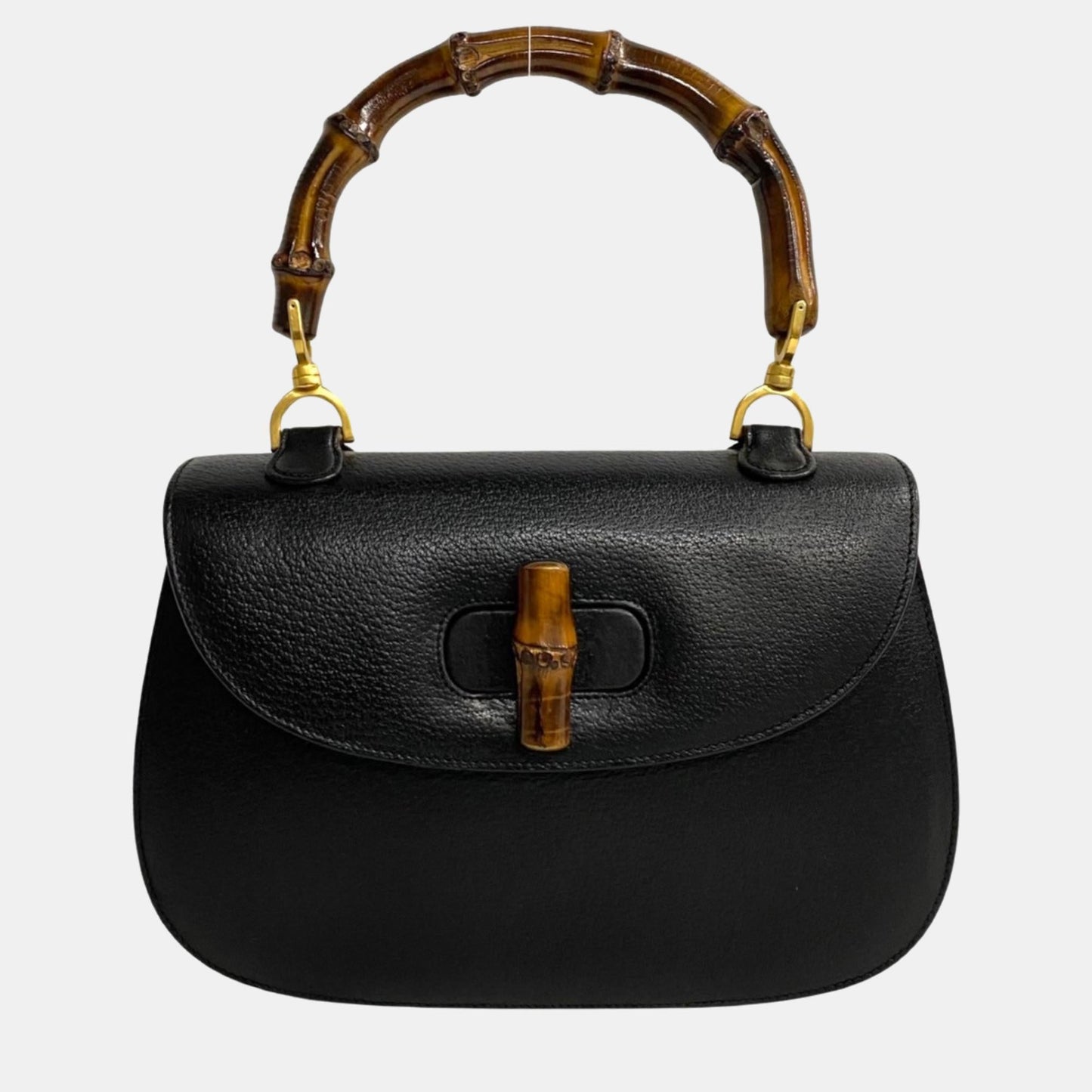 Luxury Gucci Trending 2025 Black Leather Bamboo Top Handle Bag
