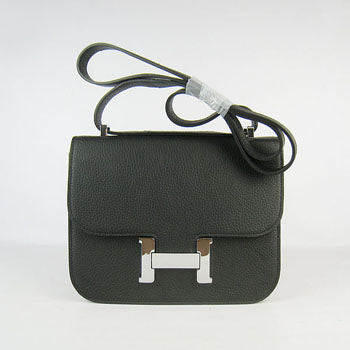 Luxury Hermes Constance Cowskin Leather Bag H017 black silver