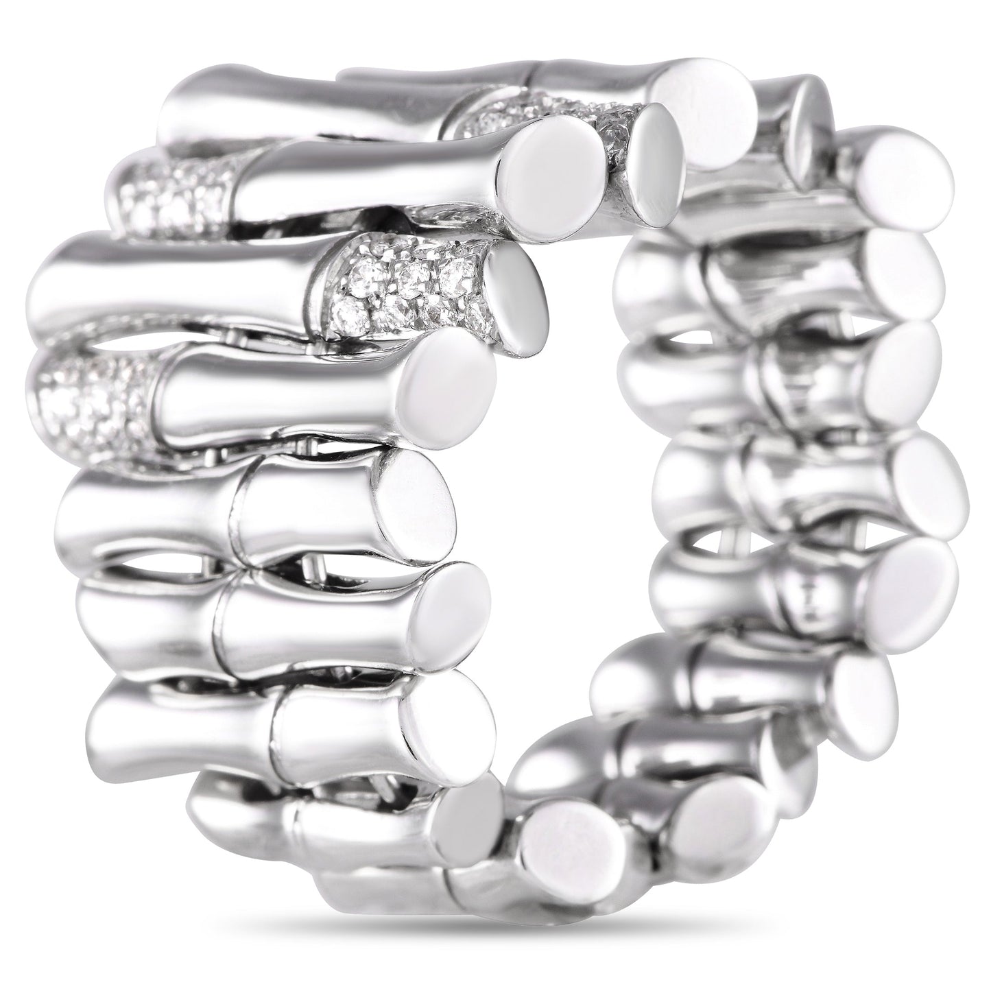 Luxury Gucci Trending 2025 Bamboo 18K White Gold 0.40ct Diamond Ring GU10-080824