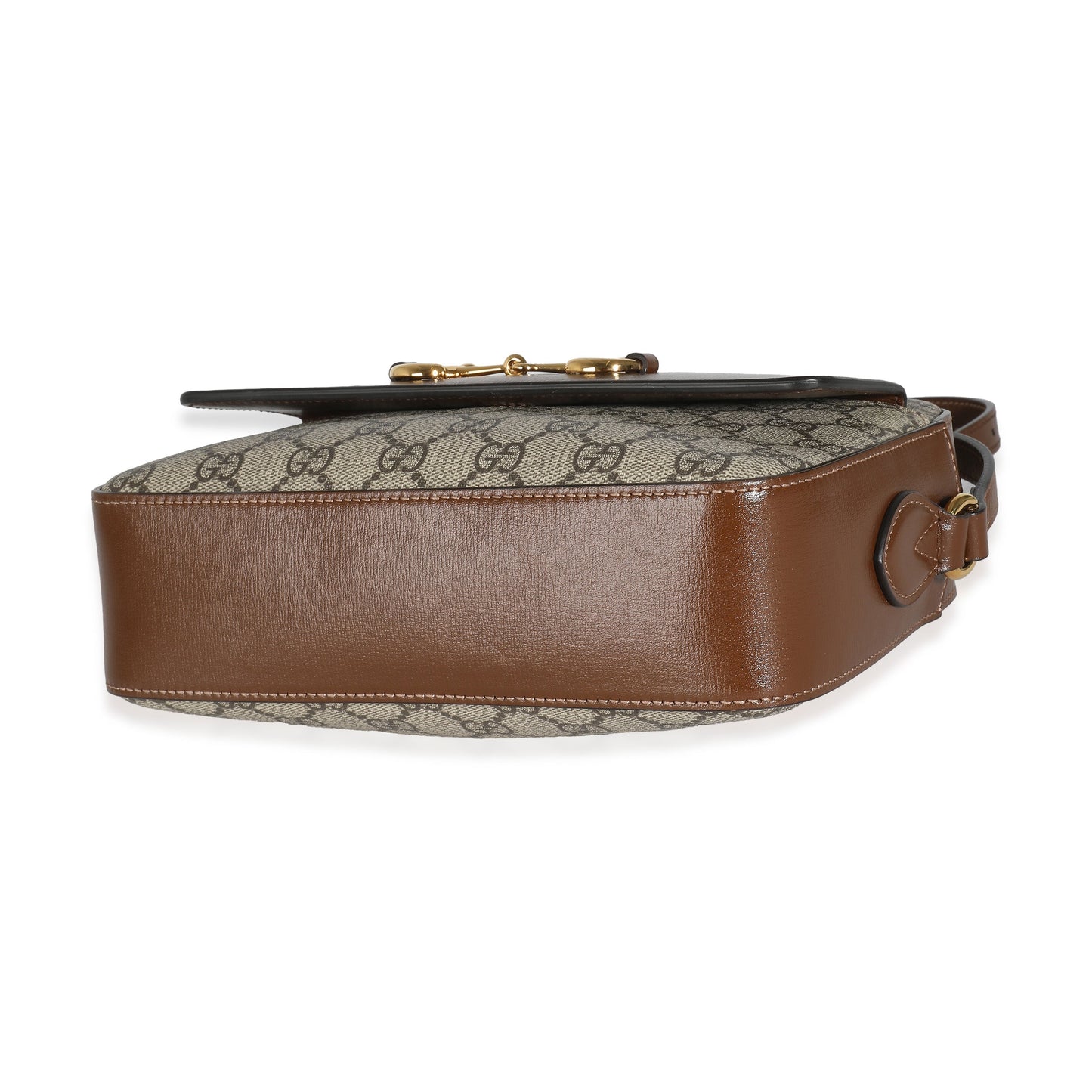 Gucci Beige Brown GG Supreme Monogram Small Horsebit 1955 Shoulder Bag