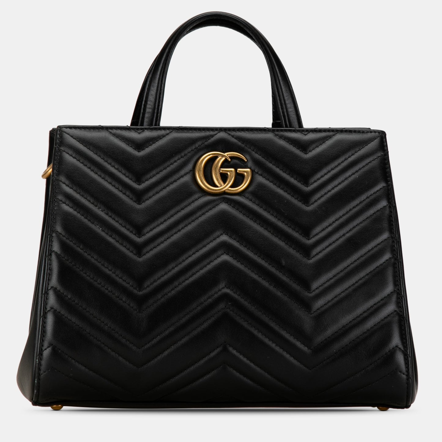 Luxury Gucci Trending 2025 Black Leather Small GG Marmont Matelasse Tote Bag