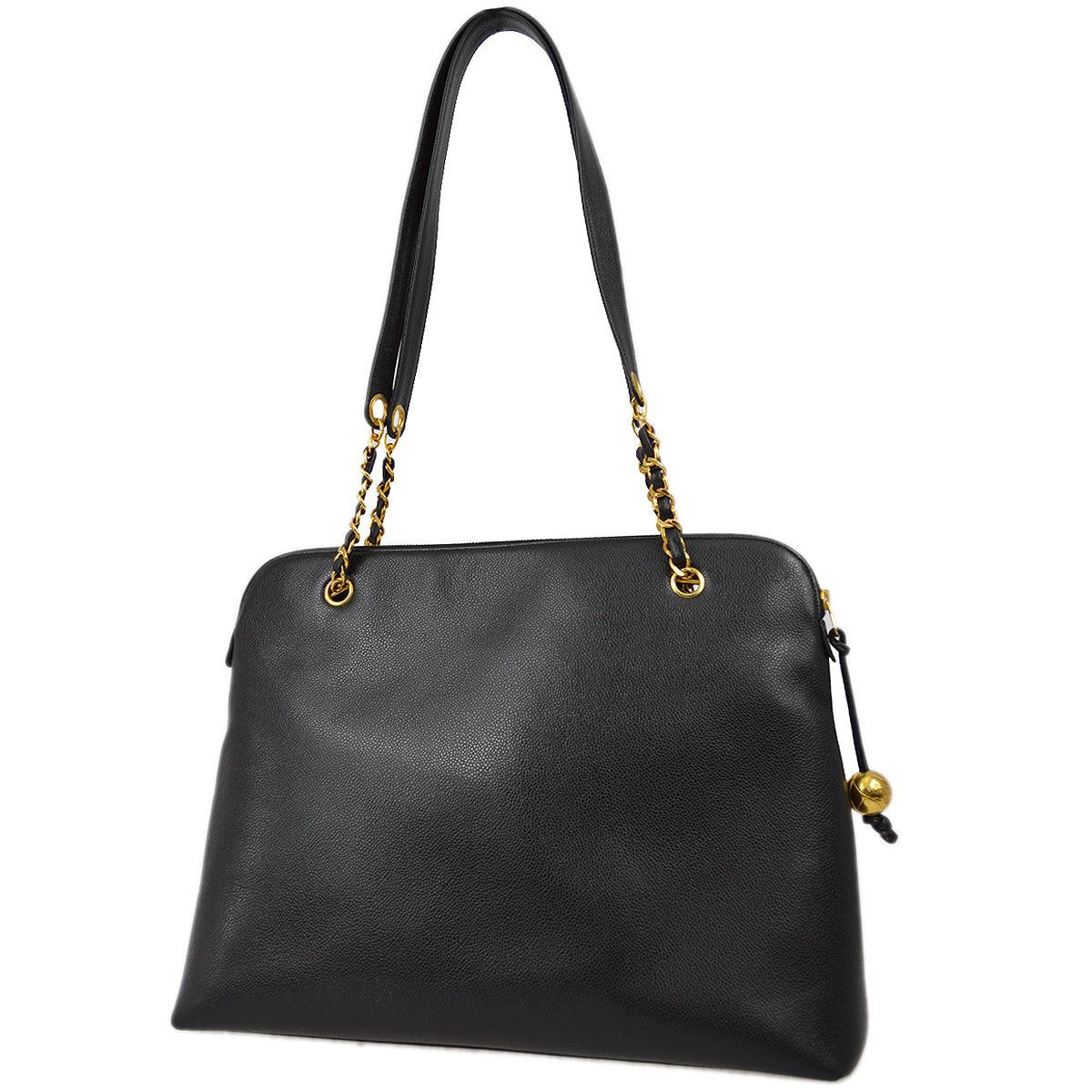Luxury Chanel 1994-1996 Black Caviar Chain Shoulder Tote Bag