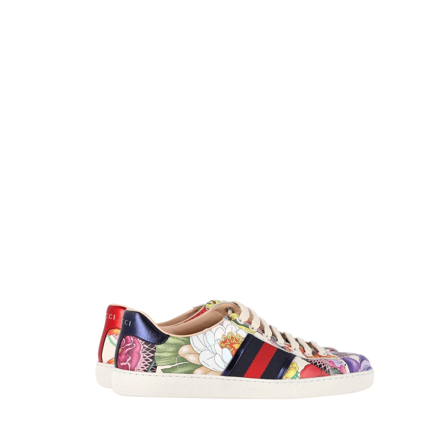 Luxury Gucci Trending 2025 Floral Snake Ace Sneakers in Multicolor Leather