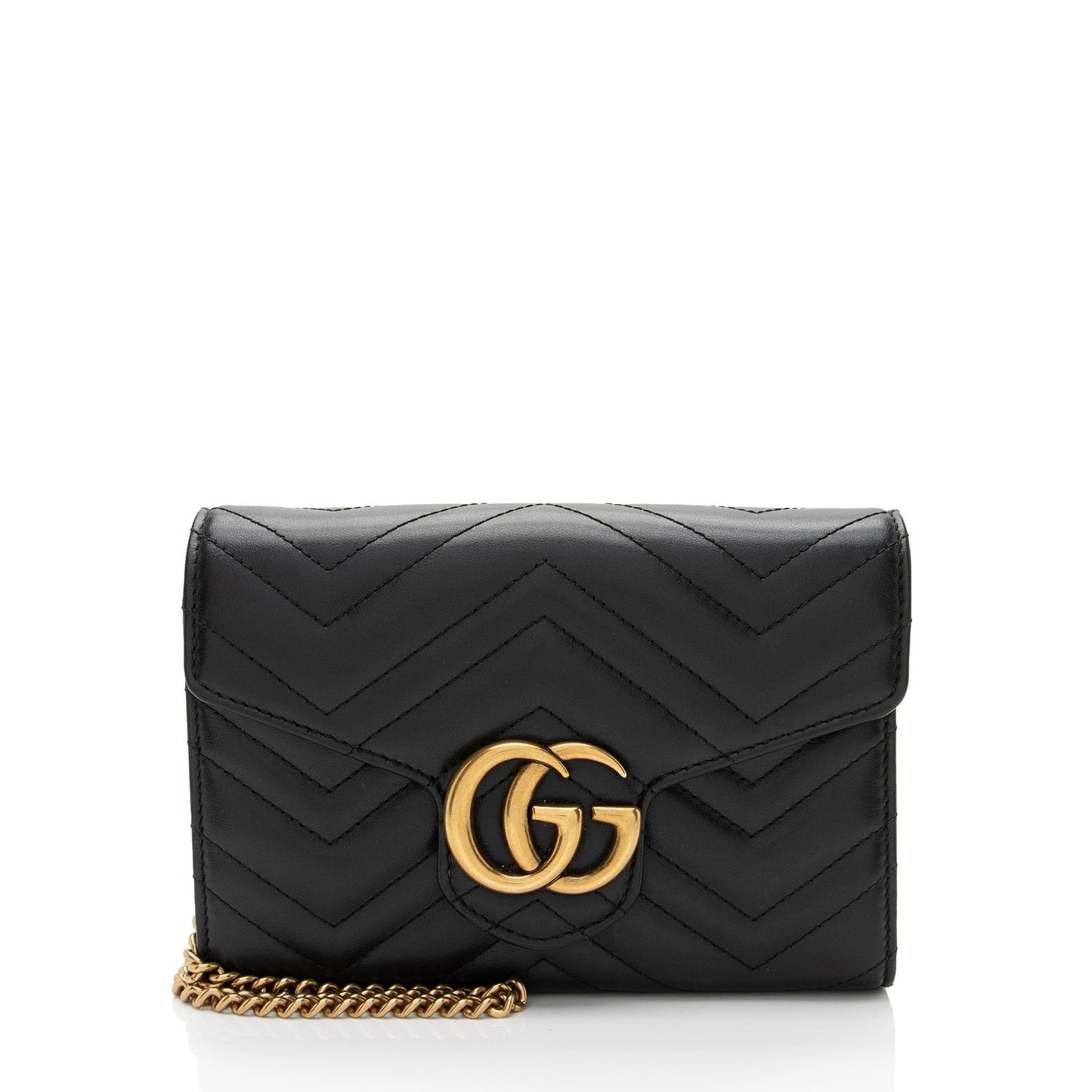 Luxury Gucci Trending 2025 Matelasse Leather GG Marmont Mini Wallet on Chain