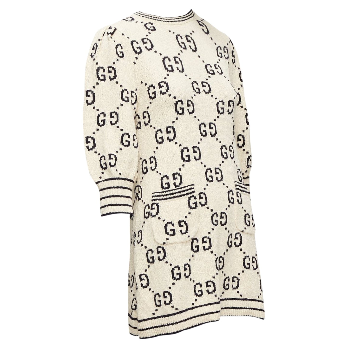 Gucci cotton GG logo jacquard striped rib sweater dress