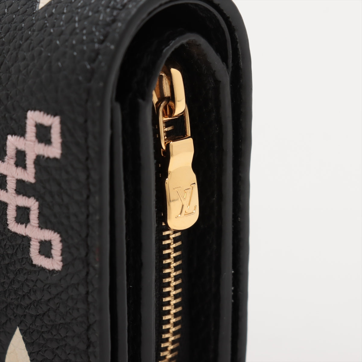 Louis Vuitton Monogram Broderie Portfolio Clare M81139 Black Compact Wallet
