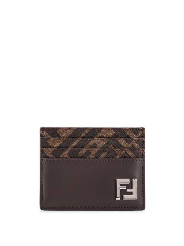 Luxury Fendi FF Square Leather Card Wallet Brown