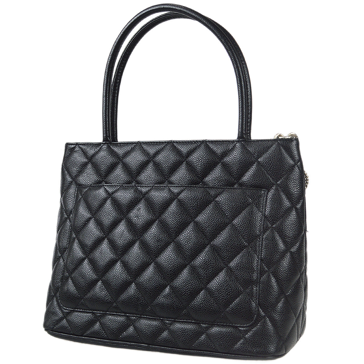 Luxury Chanel 2001-2003 Black Caviar Medallion Tote
