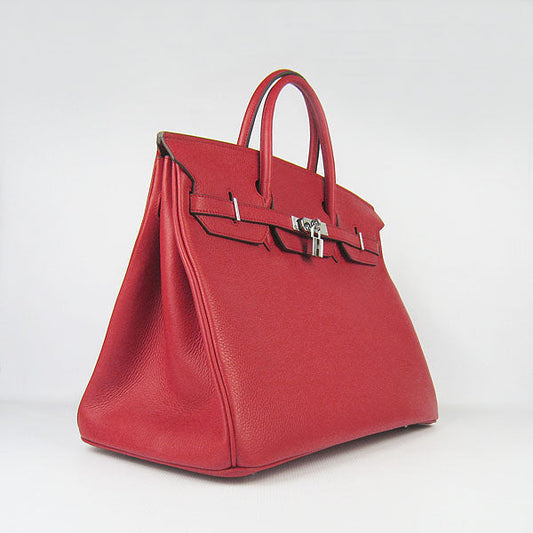 Luxury Hermes Birkin 35CM Togo Leather Handbags 6099 red silver