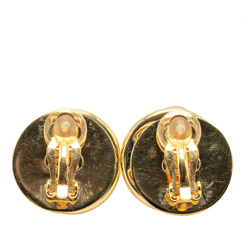 Chanel Vintage Coco Mark Turnlock Earrings Gold Plated