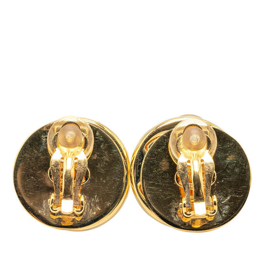 Chanel Vintage Coco Mark Turnlock Earrings Gold Plated
