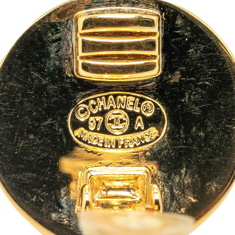Chanel Vintage Coco Mark Turnlock Earrings Gold Plated