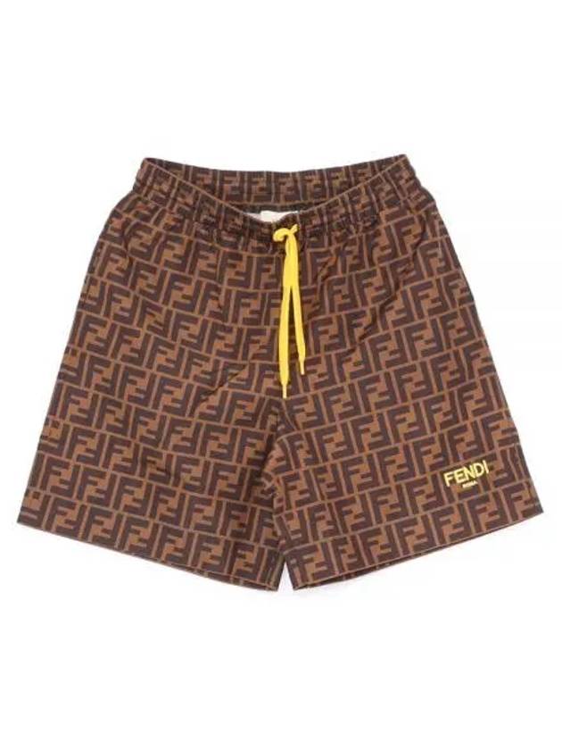 Luxury Fendi FF Logo All-Over Swim Shorts Brown