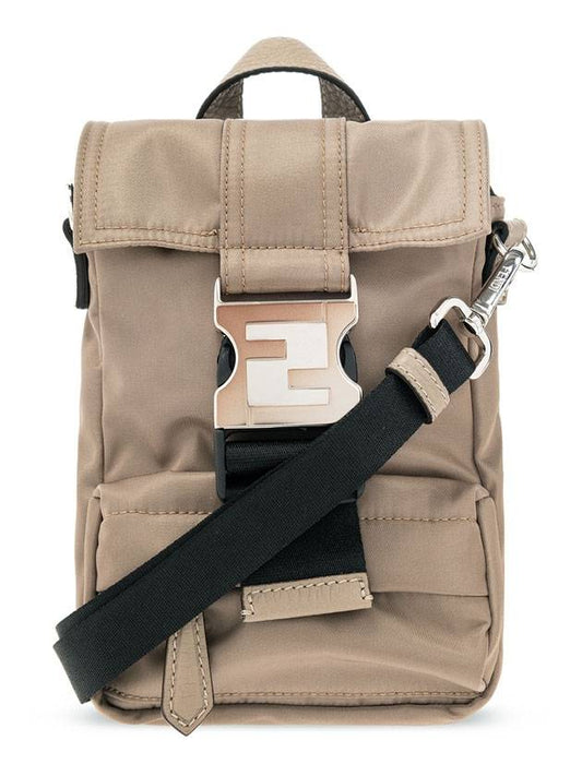 Luxury Fendi Mini Econyl Cross Backpack Beige