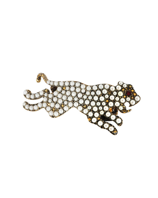 Luxury Gucci Trending 2025 Faux Pearl & Strass Double Finger  Panther Cocktail Ring