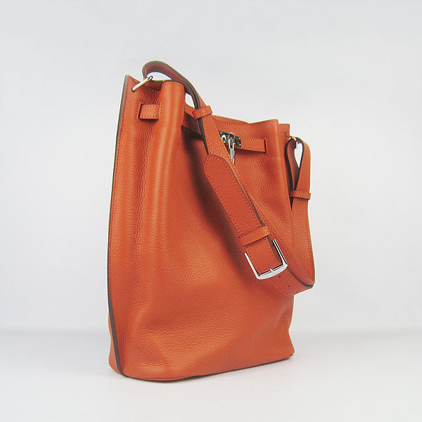 Luxury Hermes Nappa Leather Shoulder Bag H2804 orange Silver