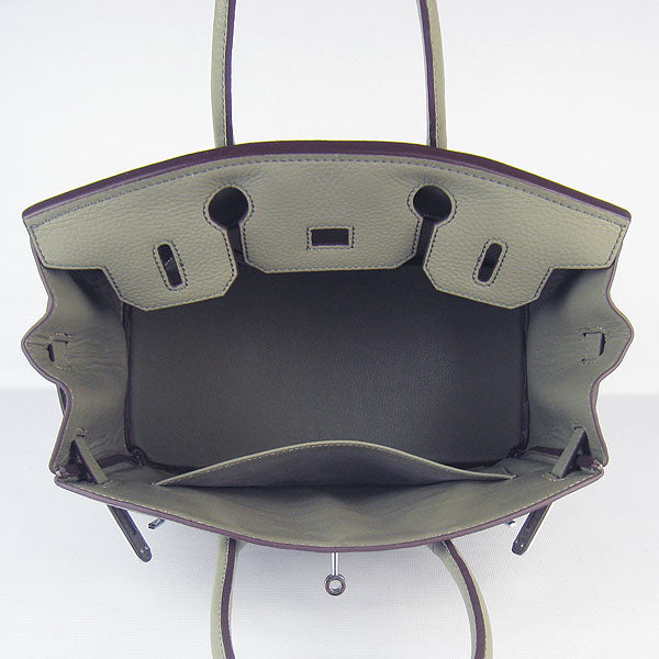 Luxury Hermes Birkin 30cm Togo Leather Handbags Dark Grey Silver