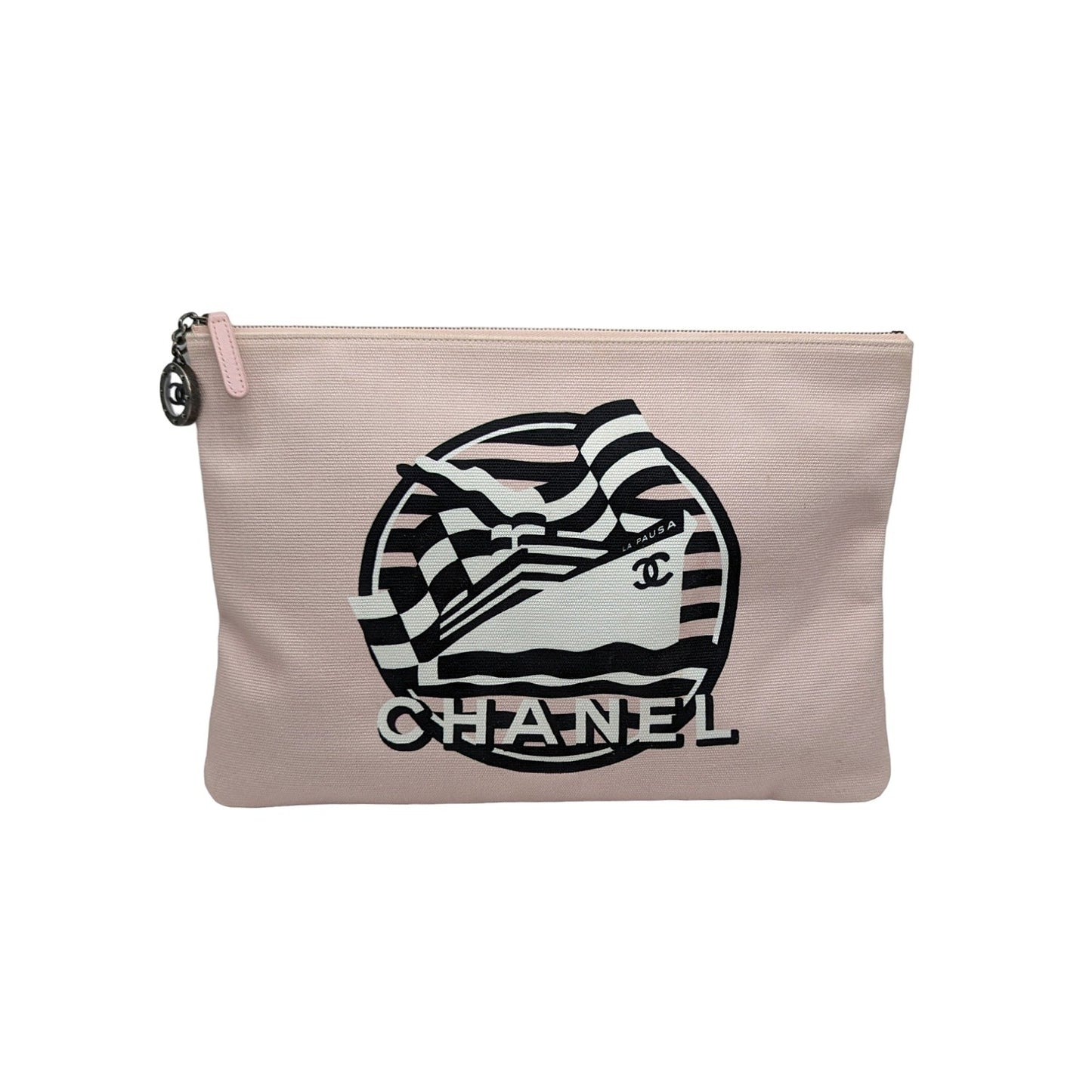 Luxury Chanel bag La Pausa Bay Pouch O-Case Light Pink