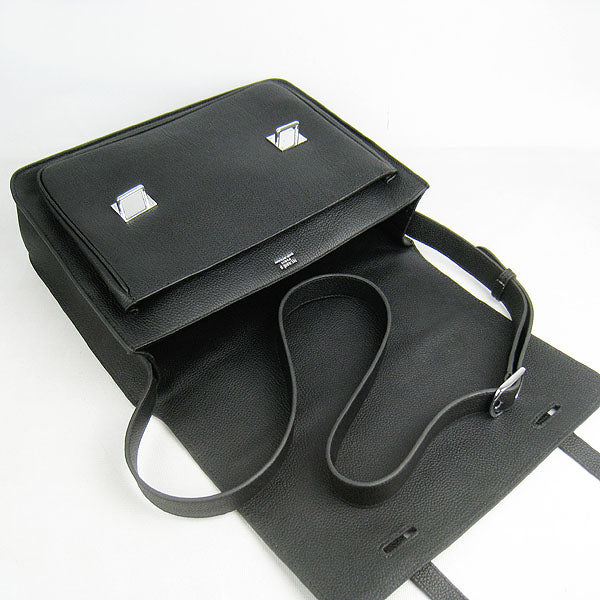 Luxury Hermes Steve H2812 Shoulder Bag Cow Leather Black