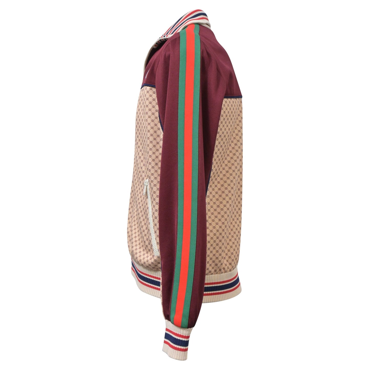 Luxury Gucci Trending 2025 Interlocking G Print Track Jacket in Burgundy Polyester