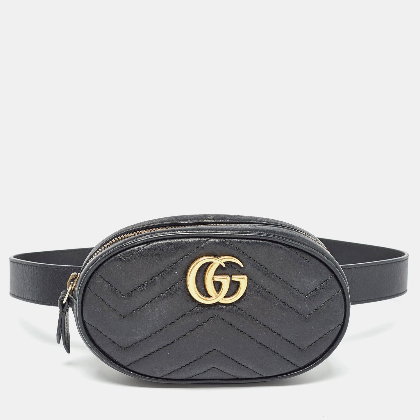 Luxury Gucci Trending 2025 Black Matelass&eacute; Leather Mini GG Marmont Belt Bag