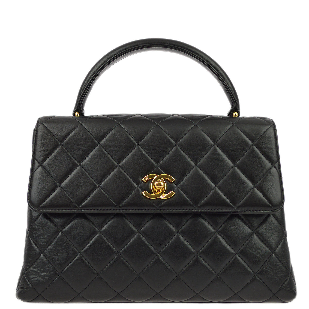 Luxury Chanel Black Lambskin Kelly Handbag