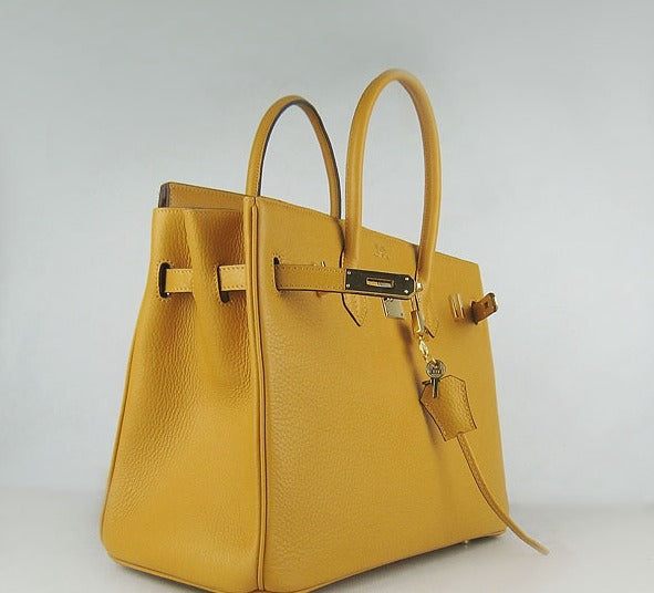 Luxury Hermes Birkin 35cm Togo Leather Handbags Yellow Golden