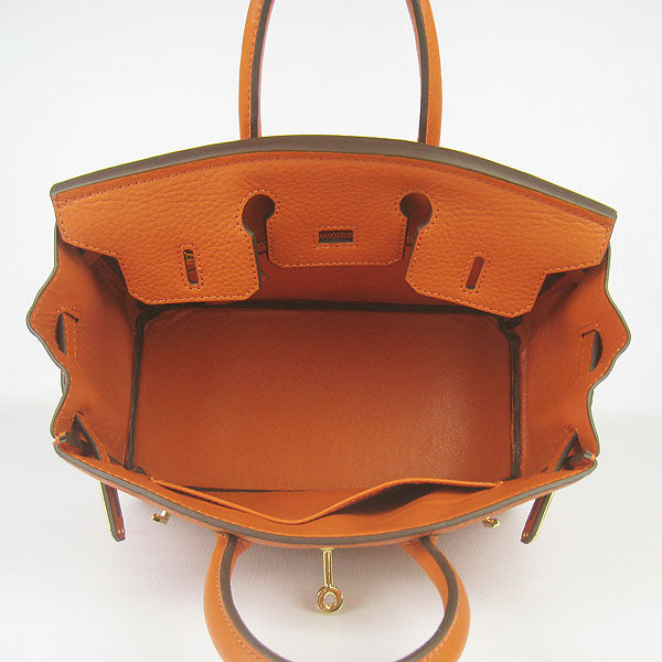 Luxury Hermes Birkin 25cm Handbag 6068 orange golden