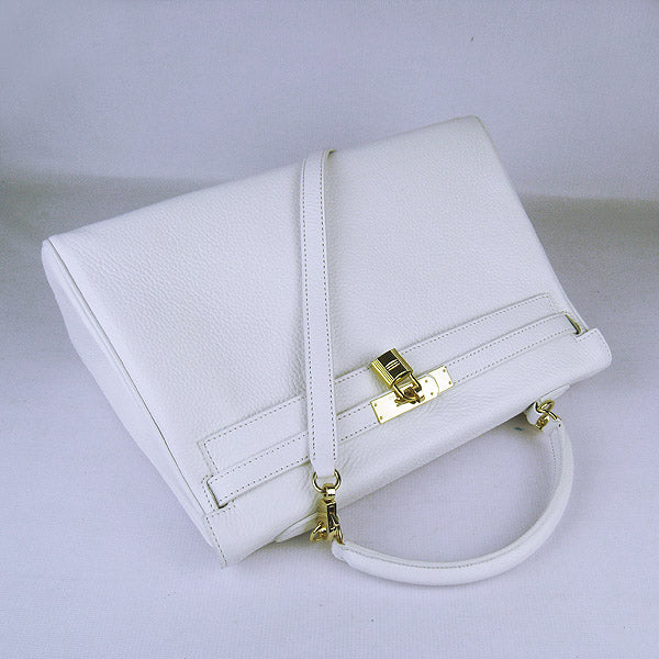 Luxury Hermes Kelly 35cm Togo Leather Handbag White/Golden