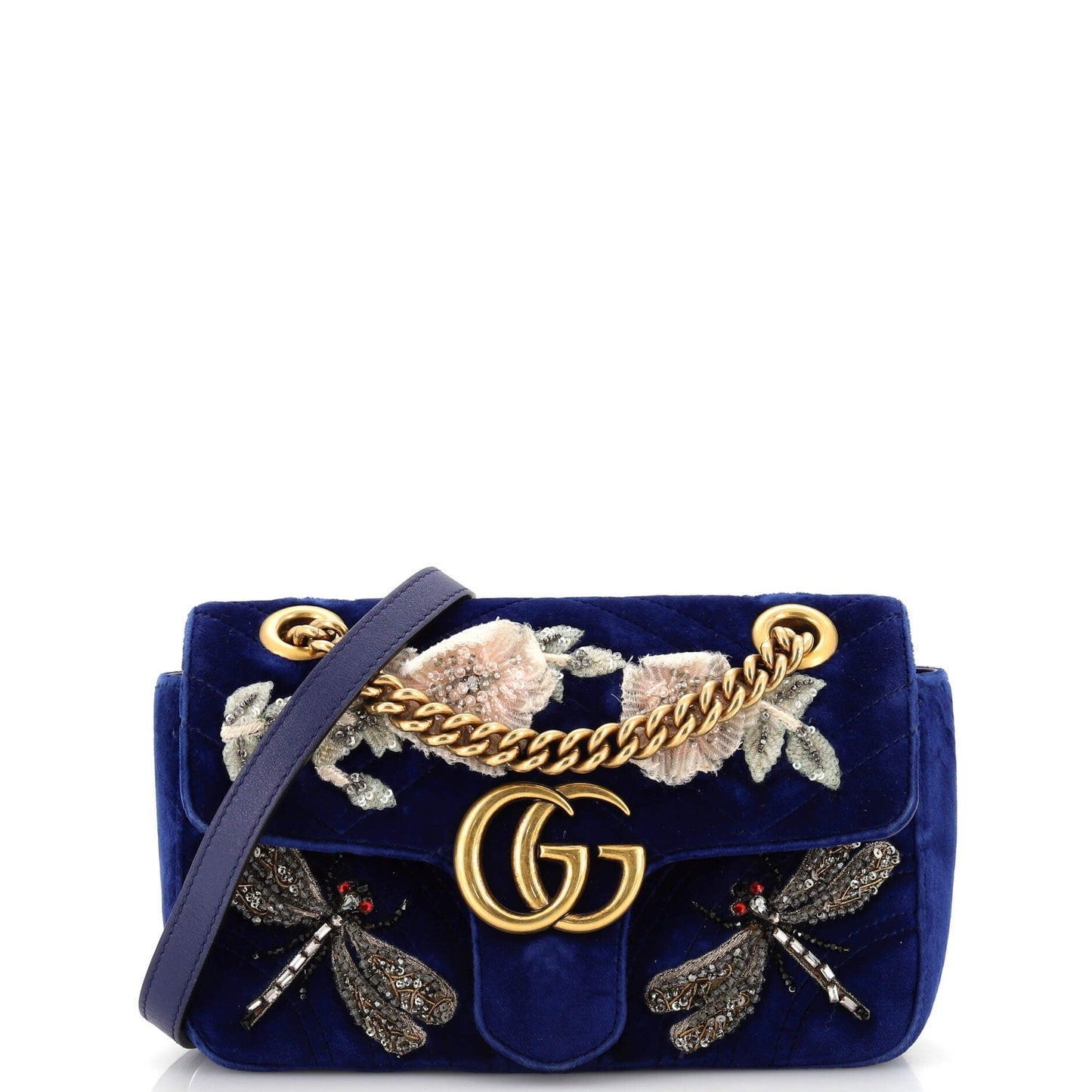 Luxury Gucci Trending 2025 GG Marmont Flap Bag Embellished Matelasse Velvet Mini