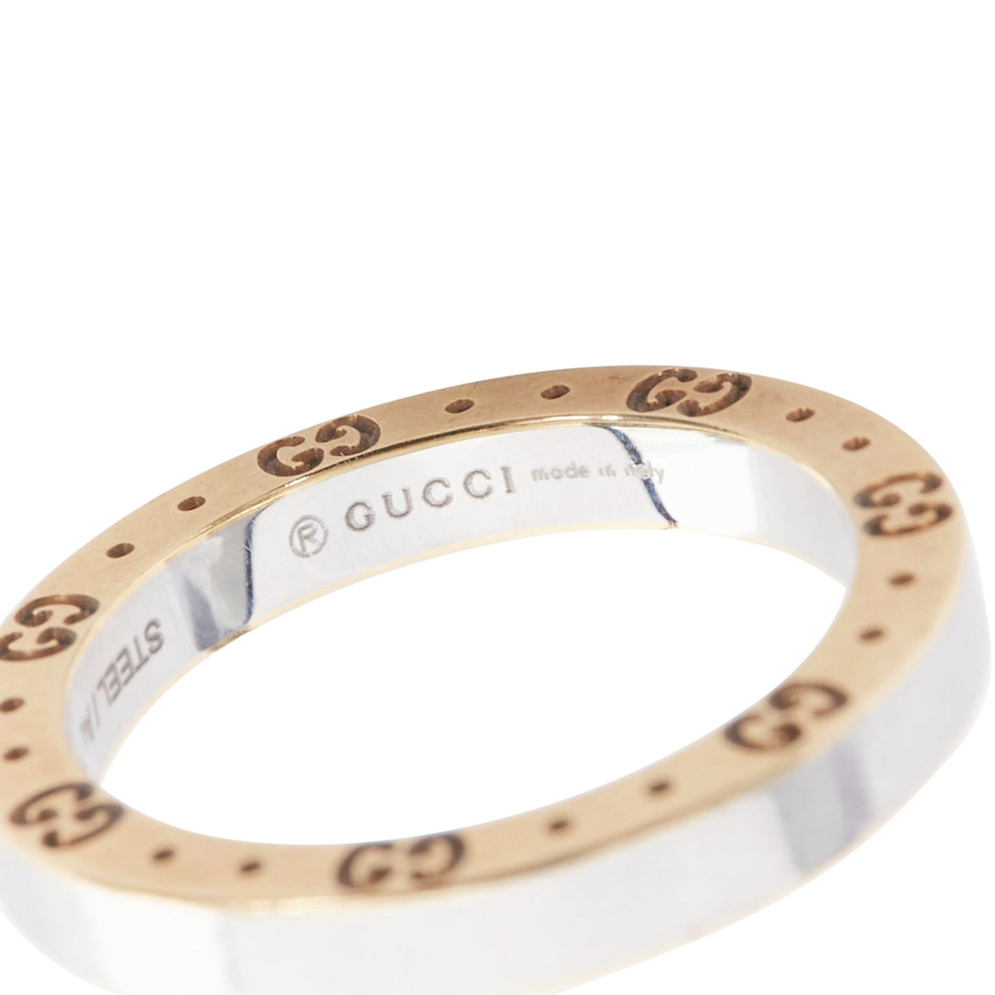 Gucci Silver Tone GG Monogram Engraved Ring