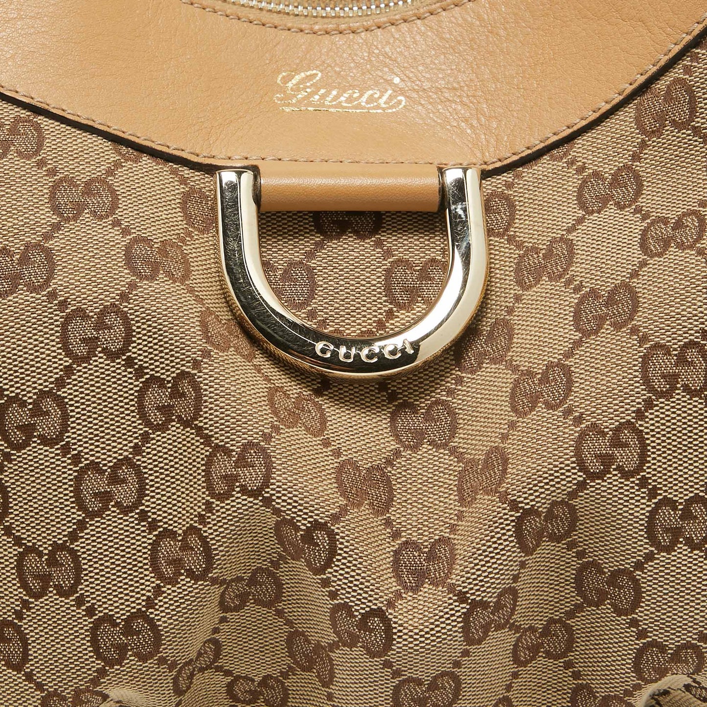Gucci Beige Gg Canvas And Leather Abbey D-Ring Shoulder Bag