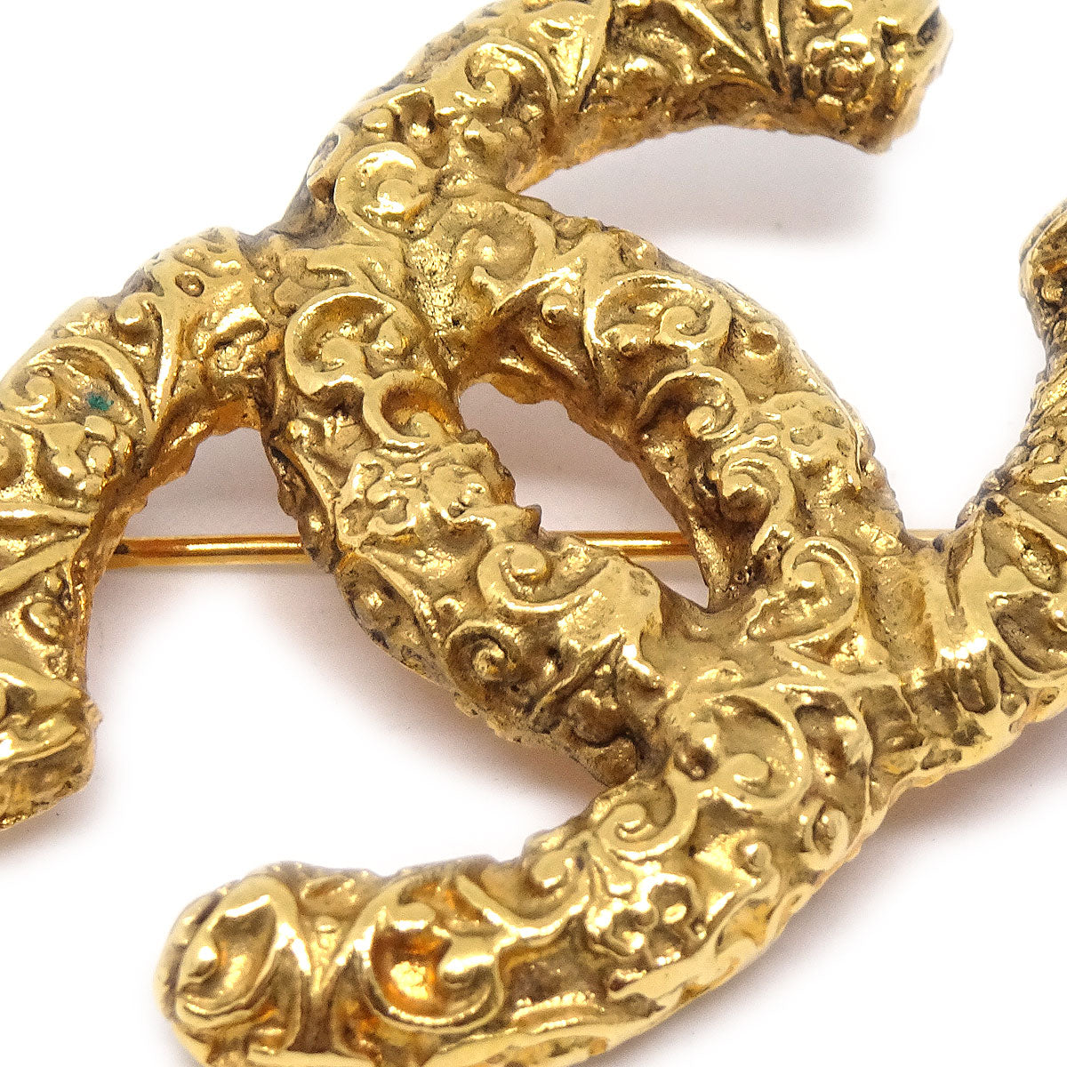 Luxury Chanel 1993 CC Brooch Pin Gold Small