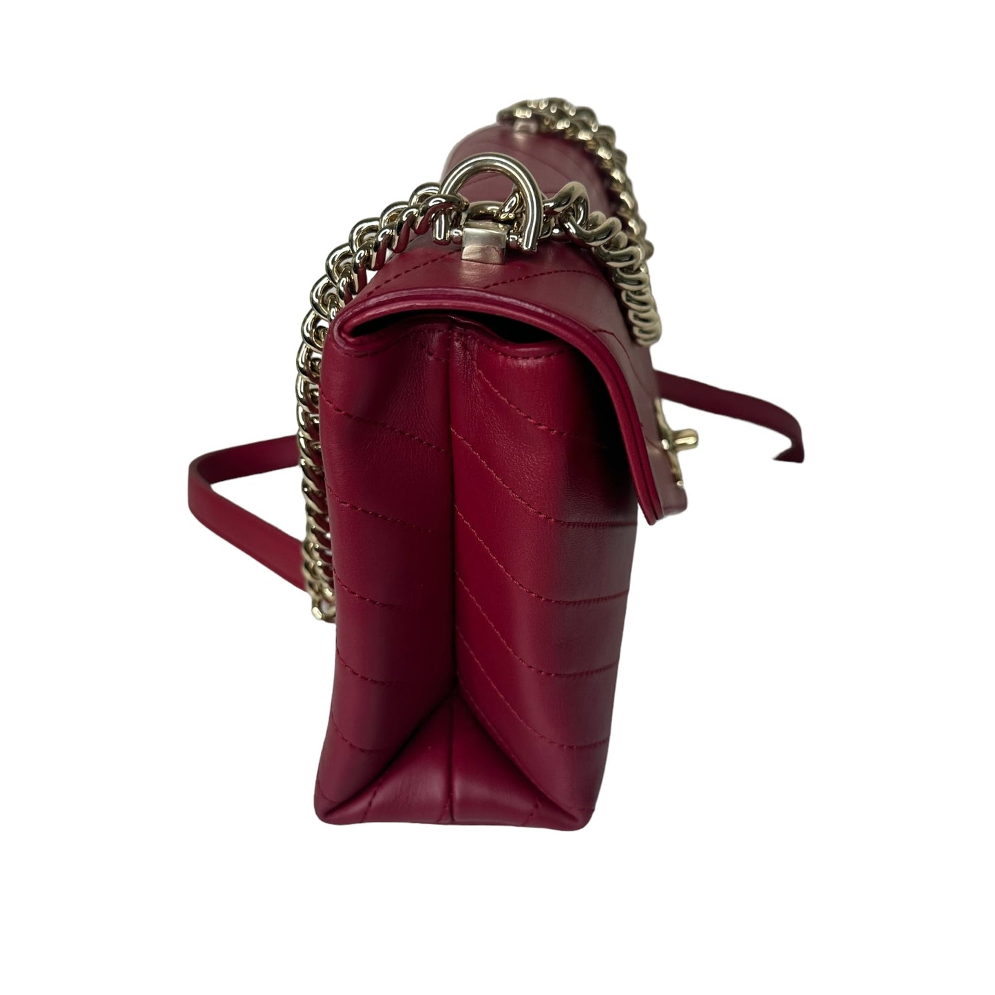 Luxury Chanel Chevron Quilited Red Bag