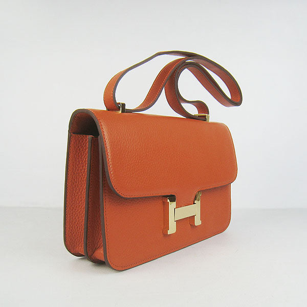 Luxury Hermes calf Leather Message Bag H020 orange golden