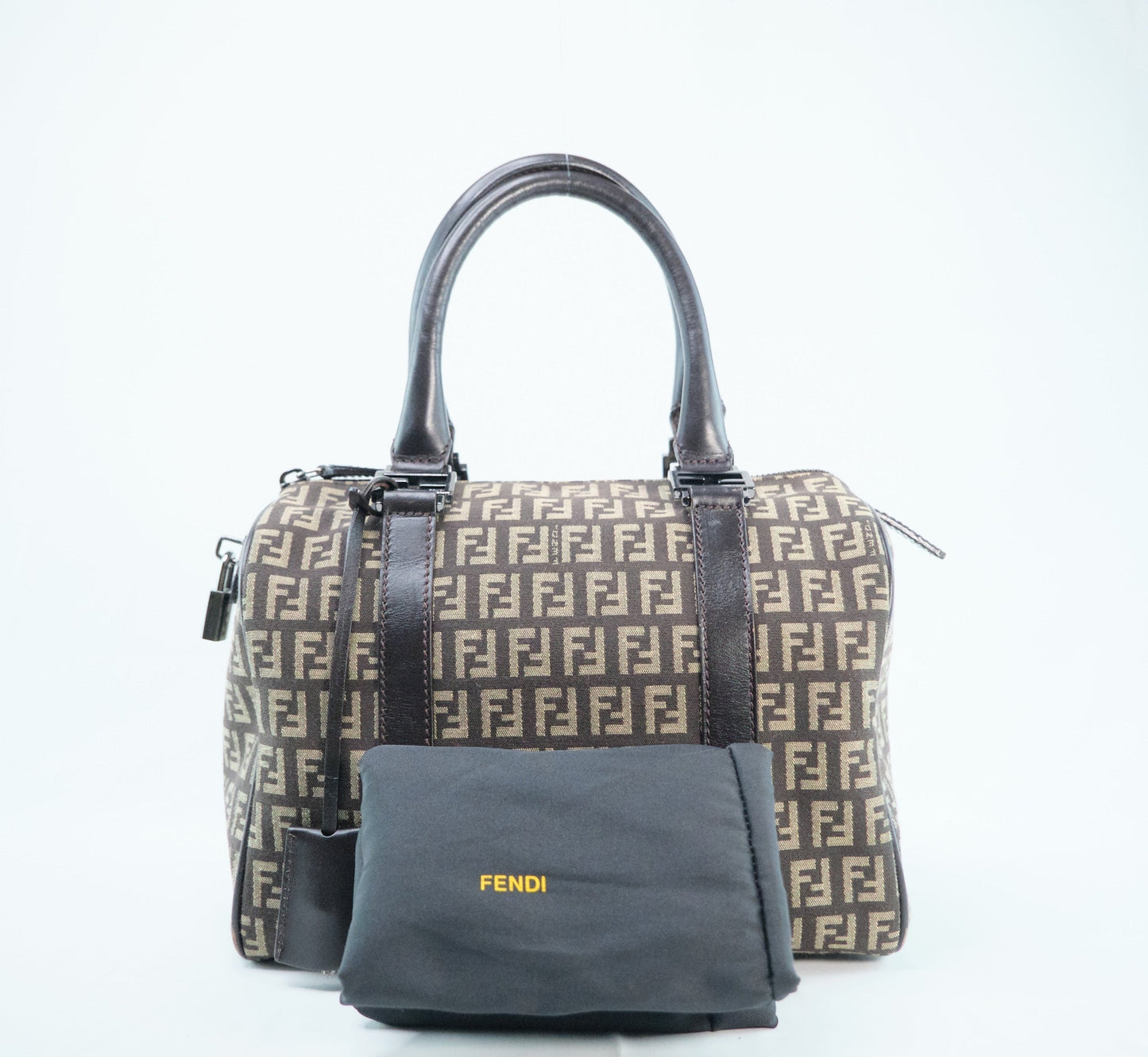 Luxury FendiZucchino Canvas Boston Bag - '10s