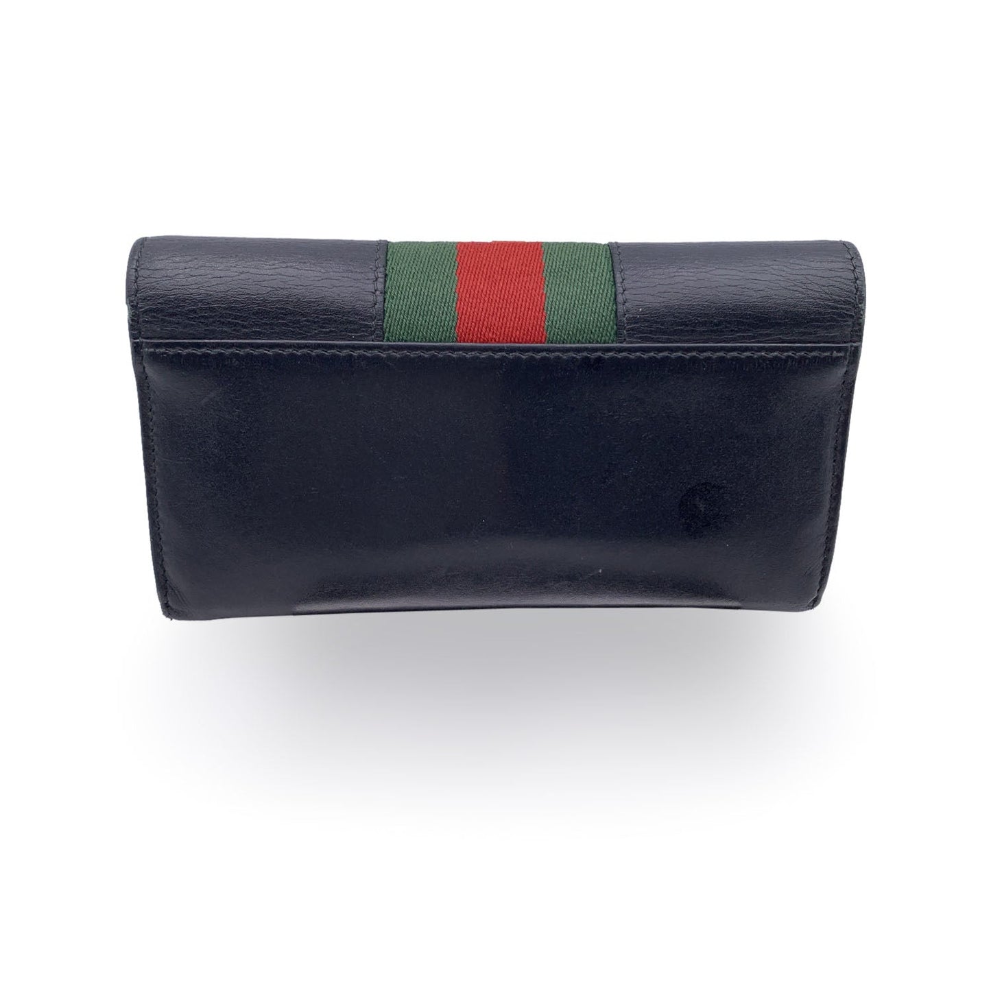 Luxury Gucci Trending 2025 Black Leather Web Signature Sylvie Continental Wallet