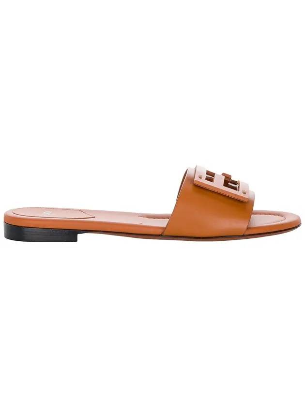 Luxury Fendi Baguette FF Logo Leather Slippers Brown