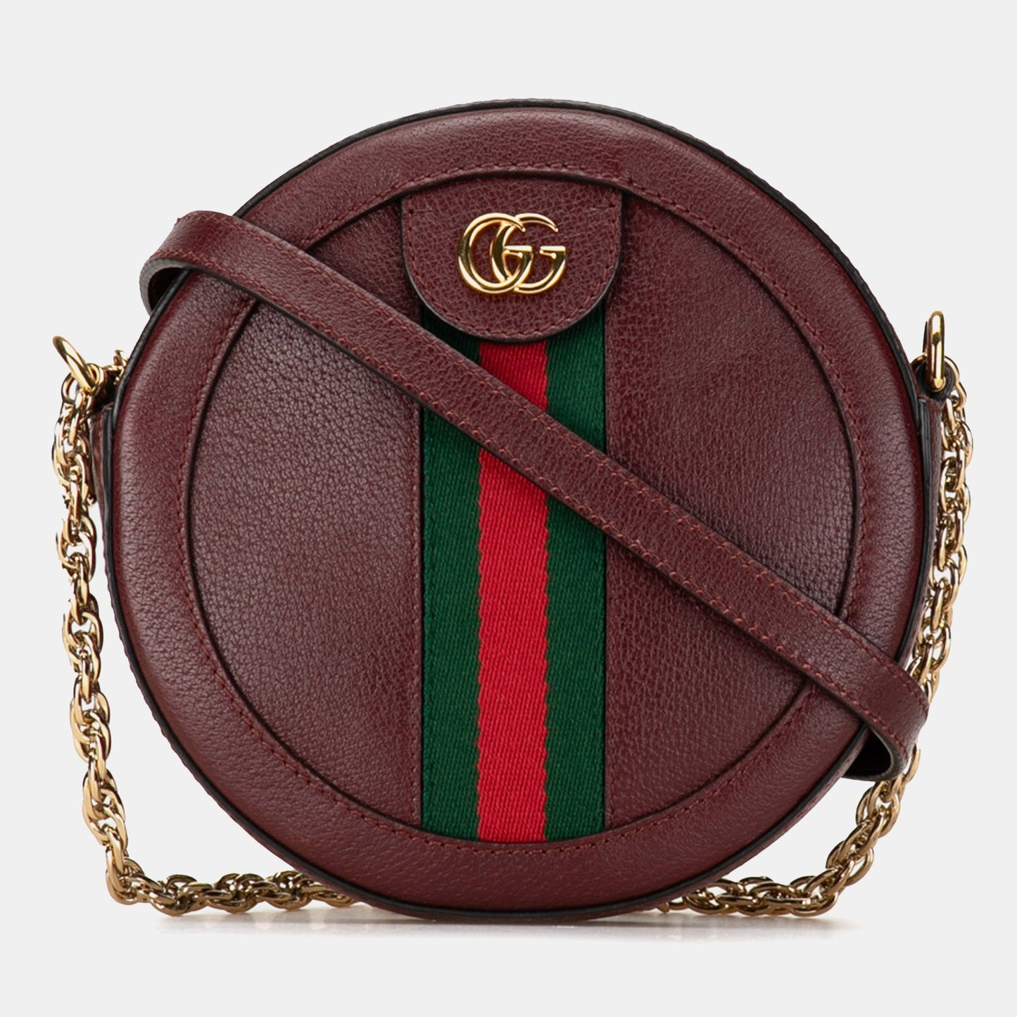 Luxury Gucci Trending 2025 Bordeaux Leather Mini Round Ophidia Crossbody Bag
