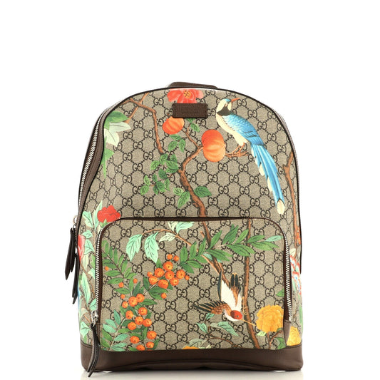 Luxury Gucci Trending 2025 Zip Pocket Backpack Tian Print GG Coated Canvas Medium