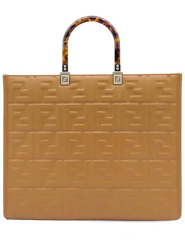 Luxury Fendi Sunshine FF Logo Medium Tote Bag Brown