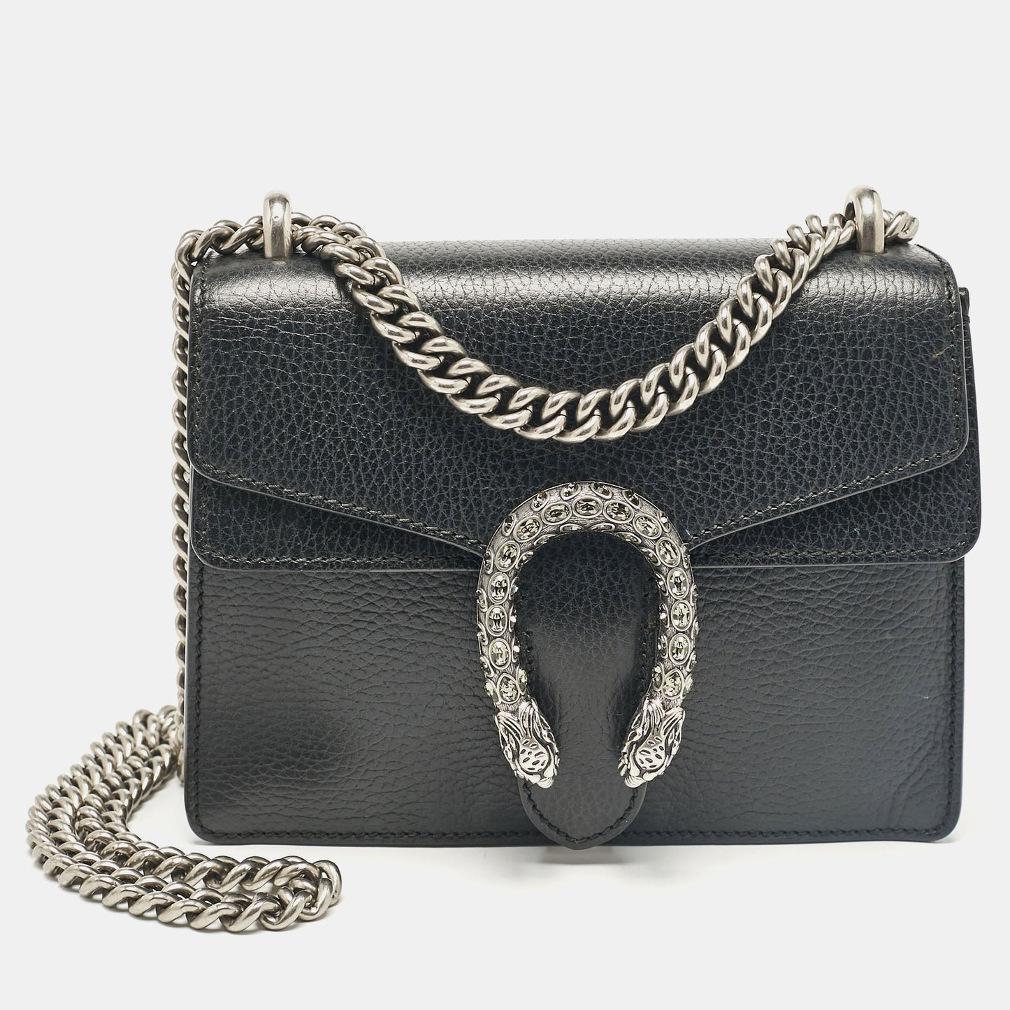 Luxury Gucci Trending 2025 Black Leather Mini Dionysus Shoulder Bag