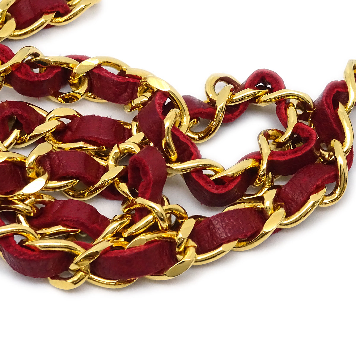Luxury Chanel Gold Red Medallion Chain Belt Small New