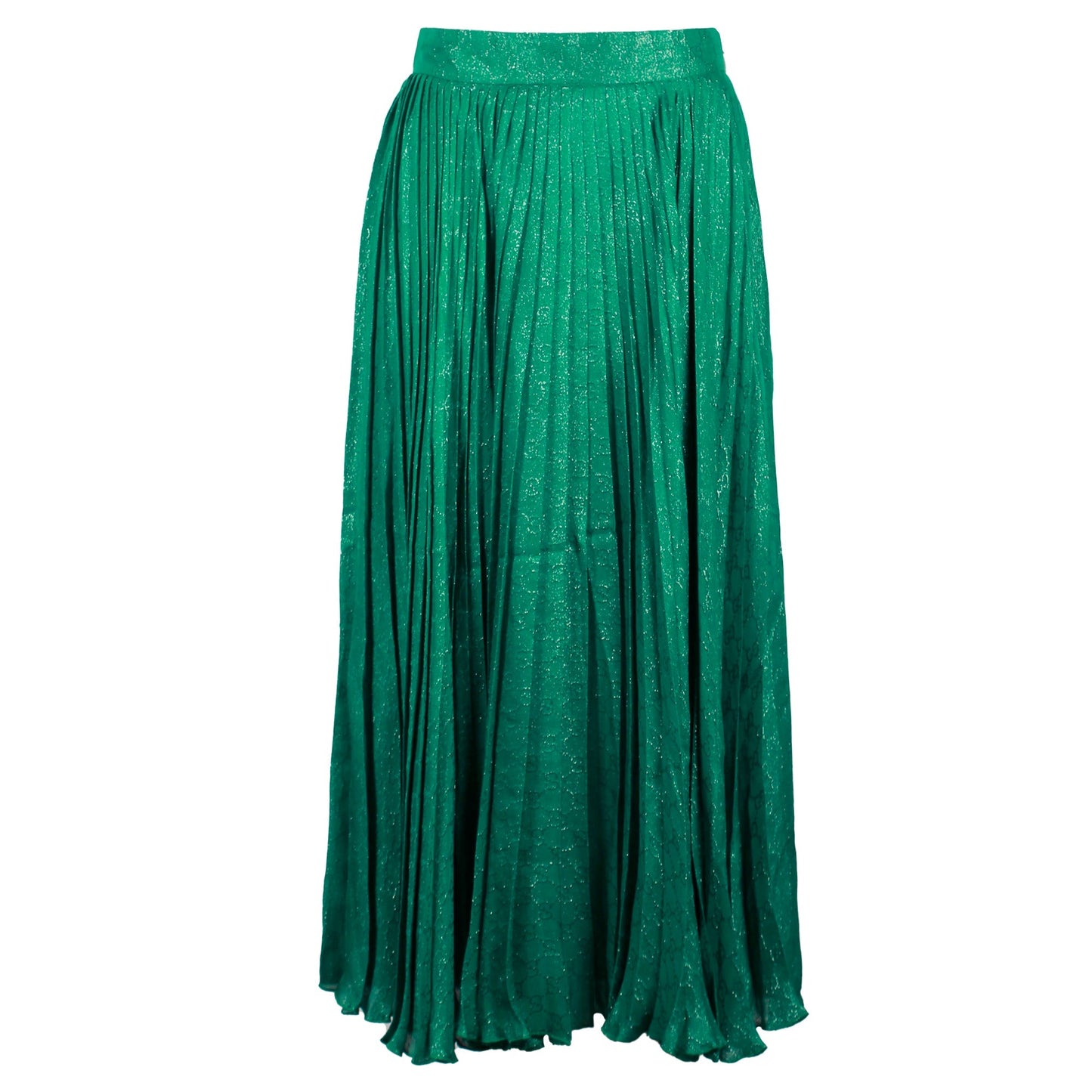 Luxury Gucci Trending 2025 Pleated Midi Skirt in Green Polyester