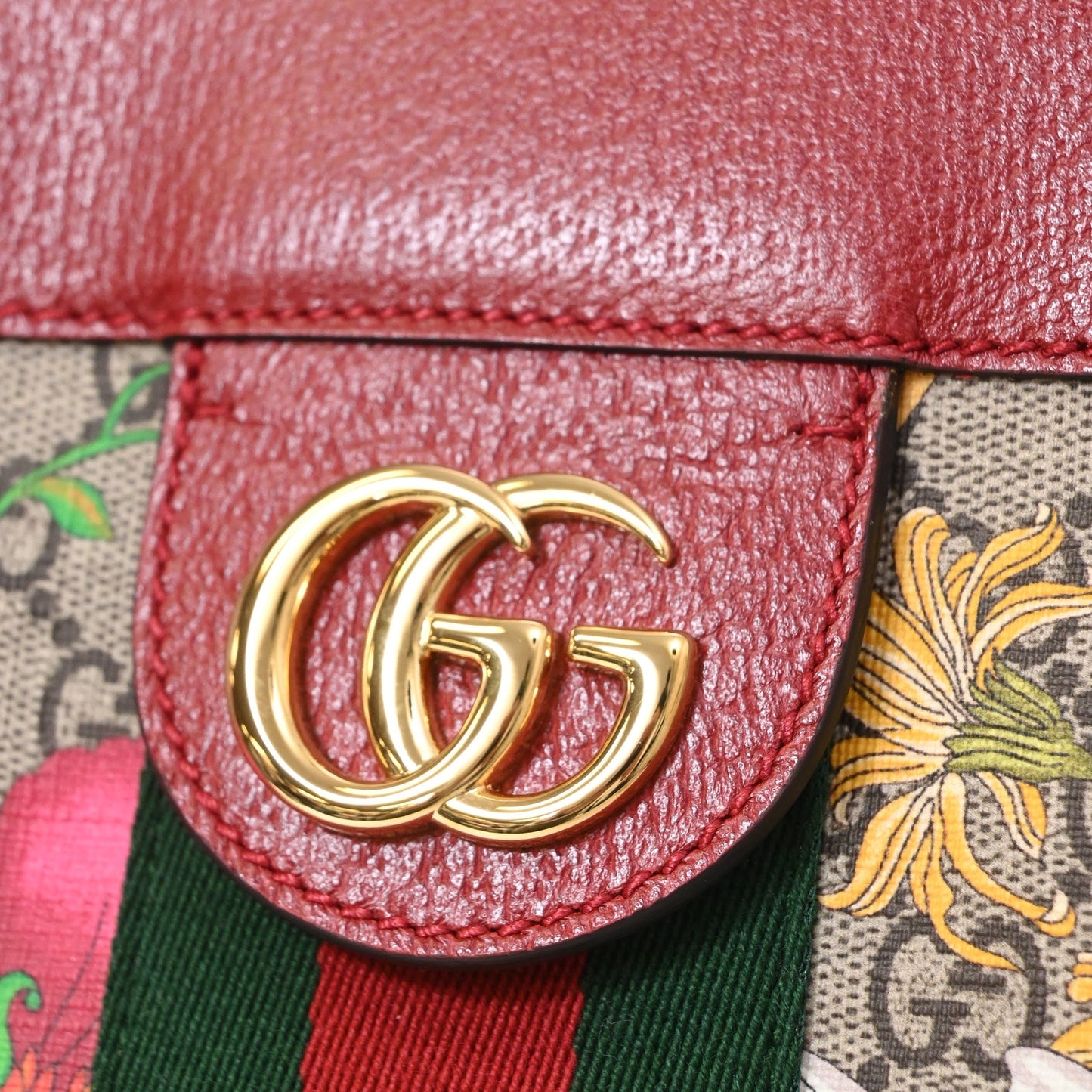 Gucci Medium Ophidia GG Floral Print Open Tote Bag in Red Coated Canvas