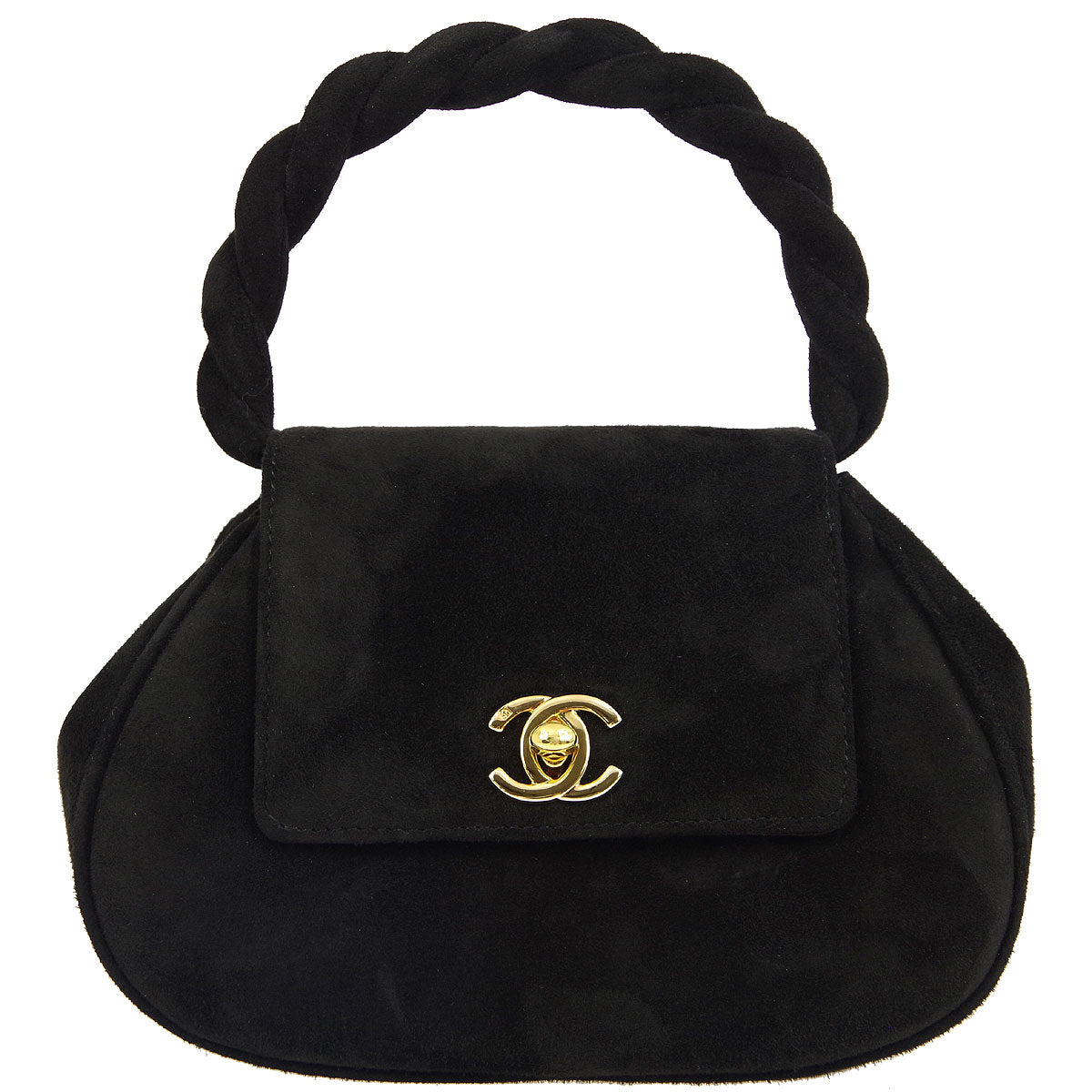 Luxury Chanel * 1996-1997 Black Suede Handbag