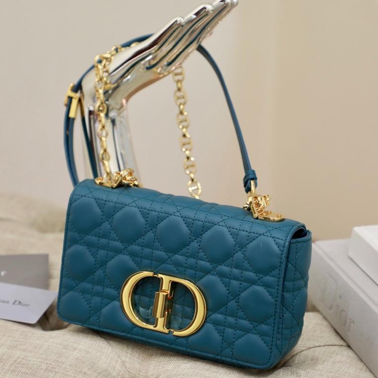 Luxury DiorSMALL CARO BAG DEEP OCEAN BLUE SUPPLE CANNAGE CALFSKIN