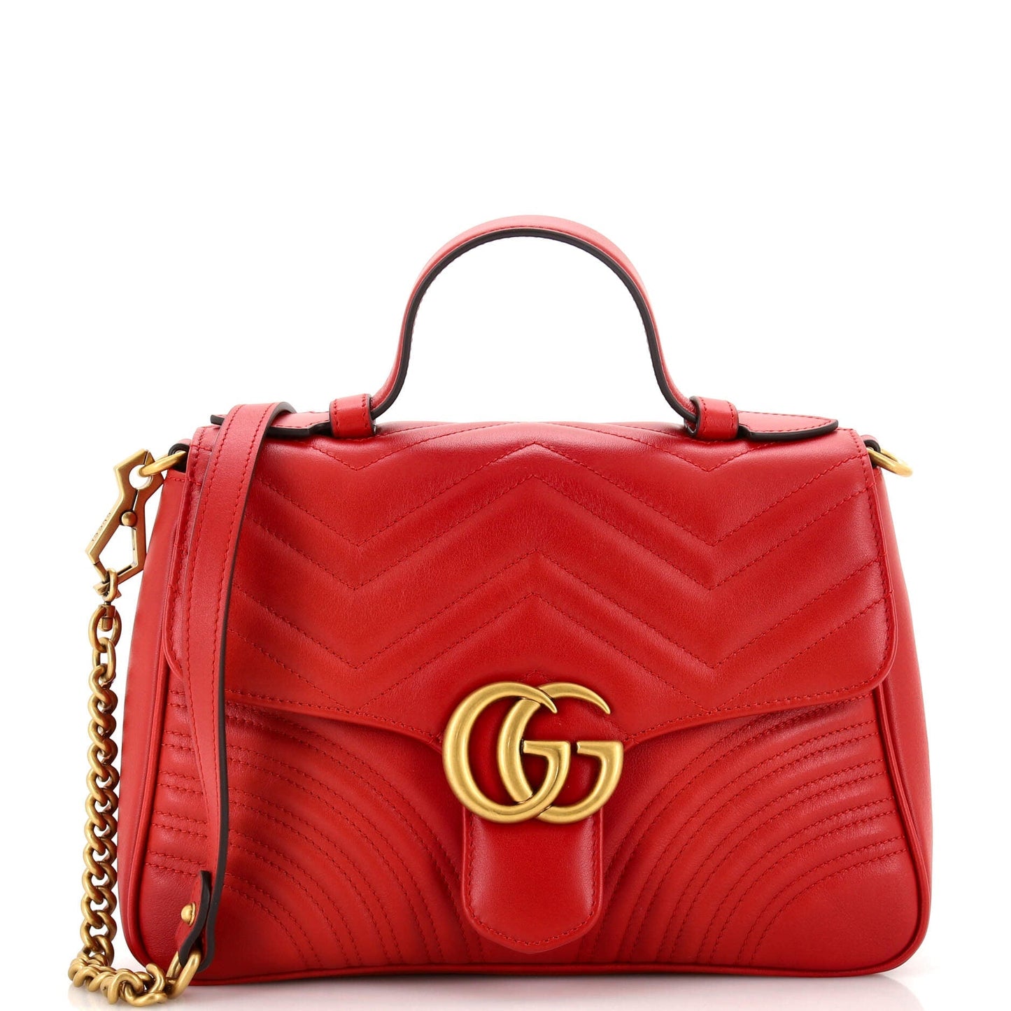 Luxury Gucci Trending 2025 GG Marmont Top Handle Flap Bag Matelasse Leather Small