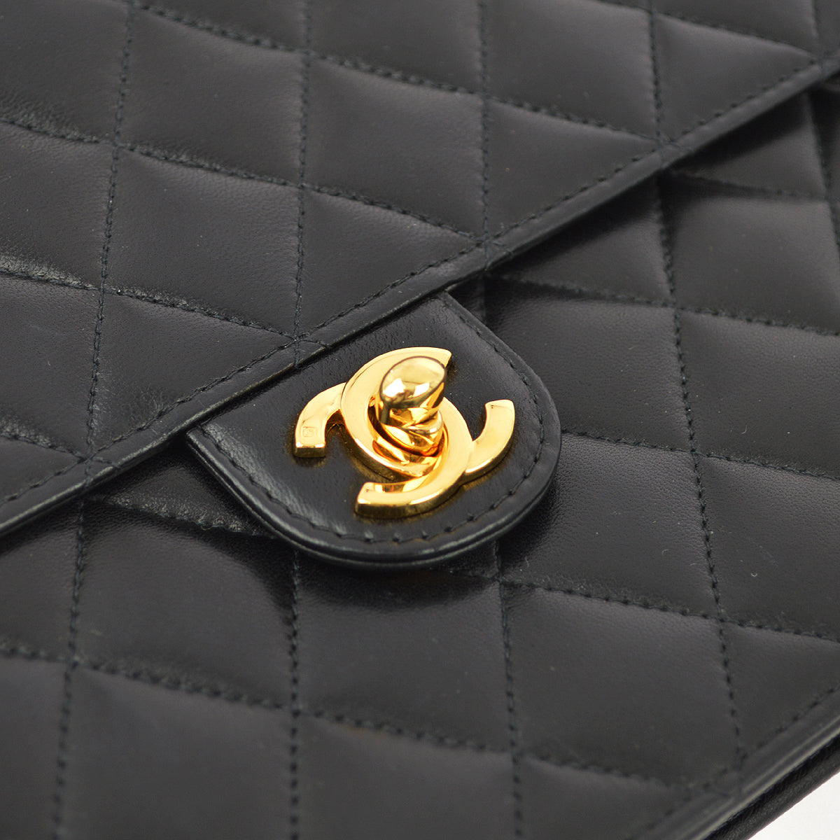 Chanel 2001-2003 Lambskin Turnlock Medium Half Flap Shoulder Bag