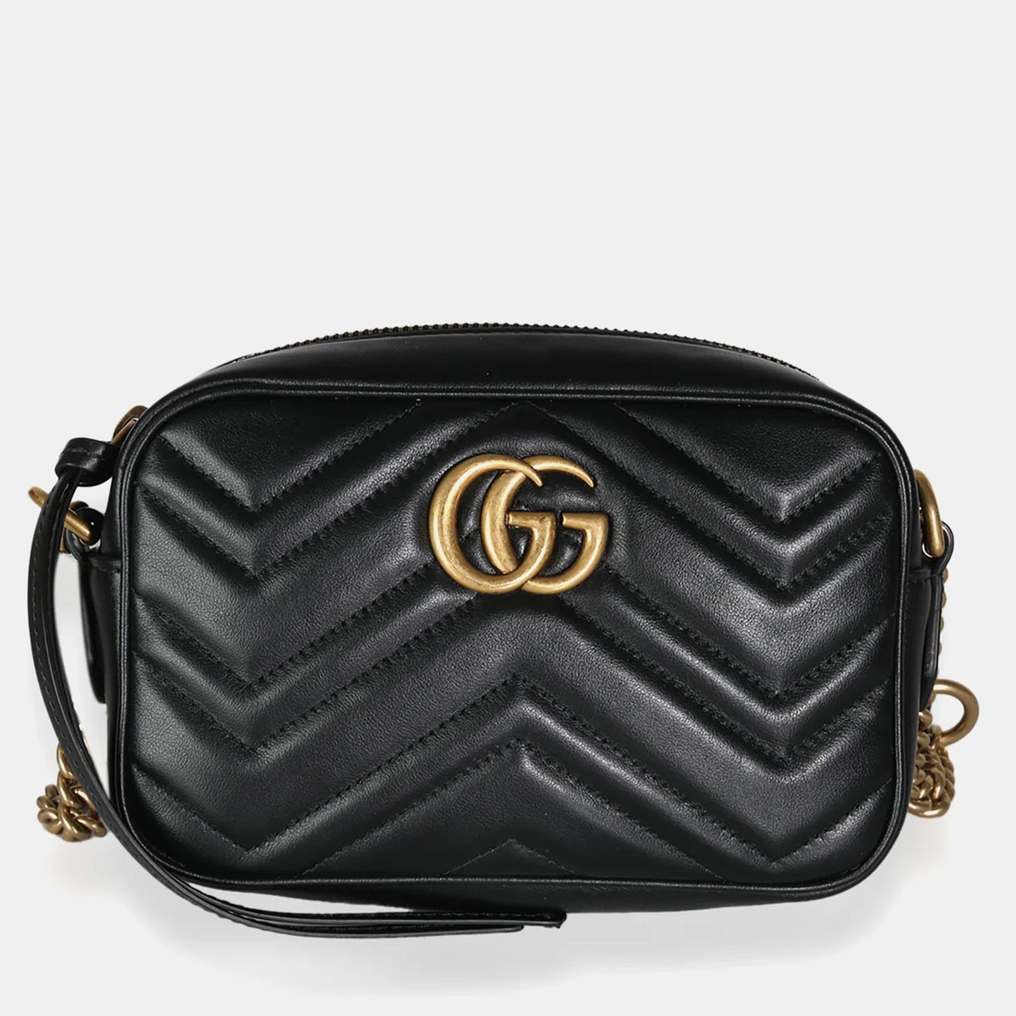 Luxury Gucci Trending 2025 Black Matelasse Mini GG Marmont Camera Bag